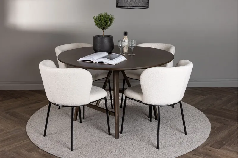 Kaseidon Matgrupp 100 cm Rund med 4 Edina Stolar - Mörkbrun - Möbler - Matplats - Matgrupp & matbord med stolar