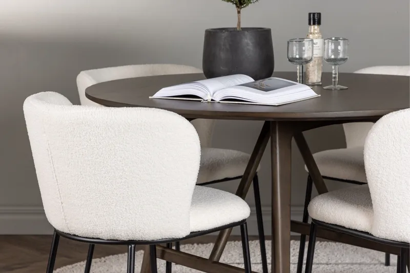 Kaseidon Matgrupp 100 cm Rund med 4 Edina Stolar - Mörkbrun - Möbler - Matplats - Matgrupp & matbord med stolar