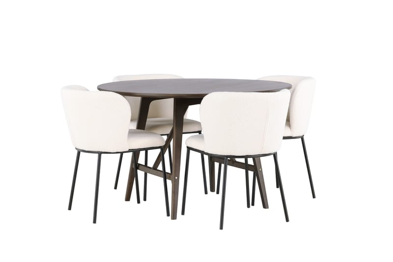 Kaseidon Matgrupp 100 cm Rund med 4 Edina Stolar - Mörkbrun - Möbler - Matplats - Matgrupp & matbord med stolar