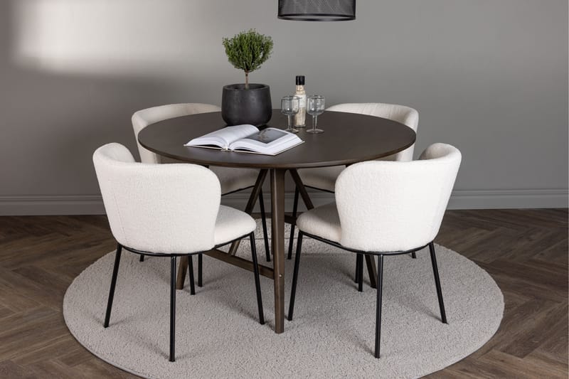 Kaseidon Matgrupp 100 cm Rund med 4 Edina Stolar - Möbler - Matplats - Matgrupp & matbord med stolar