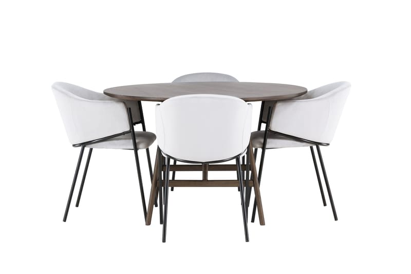 Kaseidon Matgrupp 100 cm Rund med 4 Evelina stolar, Svart