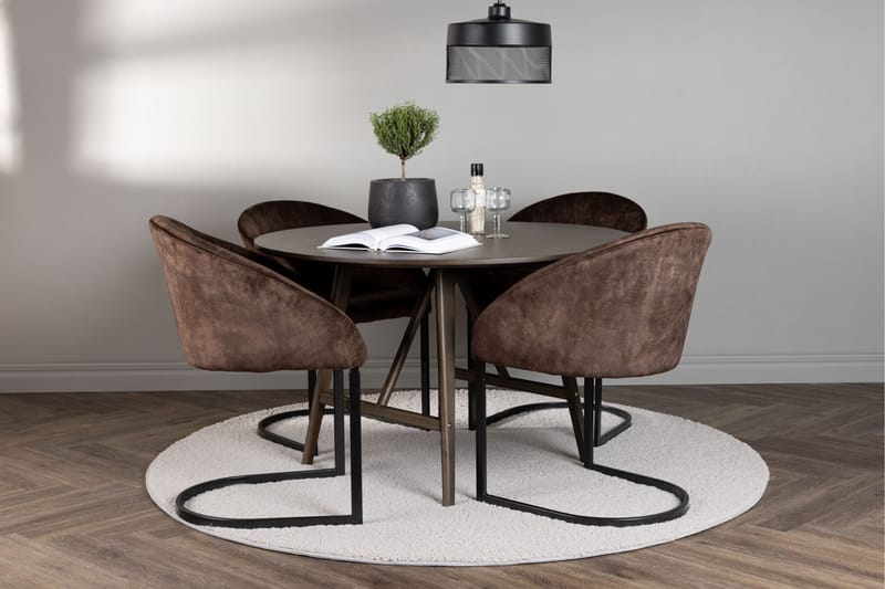 Kaseidon Matgrupp 100 cm Rund med 4 Evening stolar - Svart - Möbler - Matplats - Matgrupp & matbord med stolar