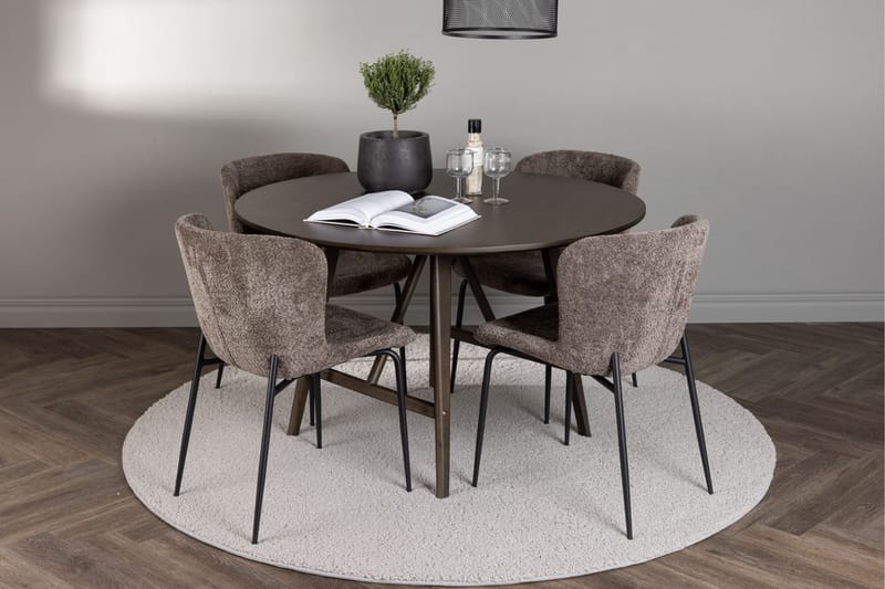Kaseidon Matgrupp 100 cm Rund med 4 Modesto stolar - Svart - Möbler - Matplats - Matgrupp & matbord med stolar
