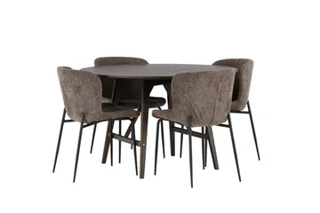 Kaseidon Matgrupp 100 cm Rund med 4 Modesto stolar - Svart - Möbler - Matplats - Matgrupp & matbord med stolar