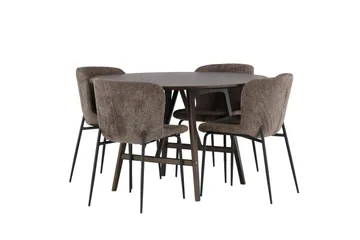Kaseidon Matgrupp 100 cm Rund med 4 Modesto stolar - Svart - Möbler - Matplats - Matgrupp & matbord med stolar
