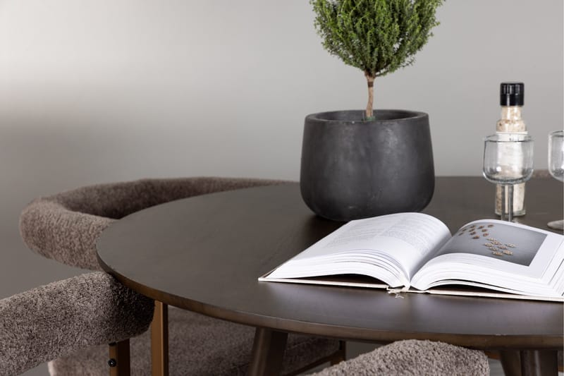 Kaseidon Matgrupp 100 cm Rund med 4 Morning stolar - Brun - Möbler - Matplats - Matgrupp & matbord med stolar