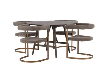 Kaseidon Matgrupp 100 cm Rund med 4 Morning stolar - Brun - Möbler - Matplats - Matgrupp & matbord med stolar