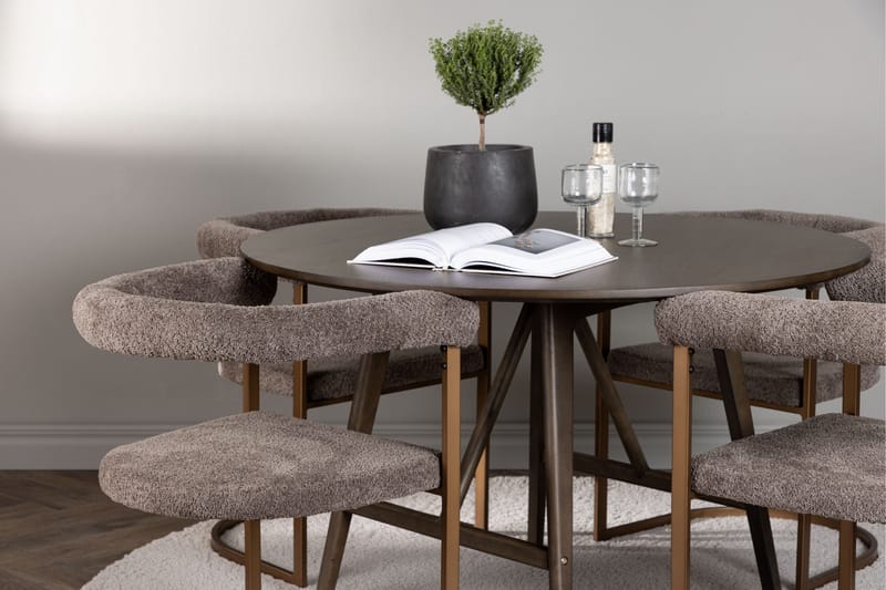 Kaseidon Matgrupp 100 cm Rund med 4 Morning stolar - Brun - Möbler - Matplats - Matgrupp & matbord med stolar