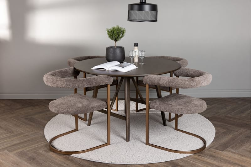 Kaseidon Matgrupp 100 cm Rund med 4 Morning stolar - Brun - Möbler - Matplats - Matgrupp & matbord med stolar