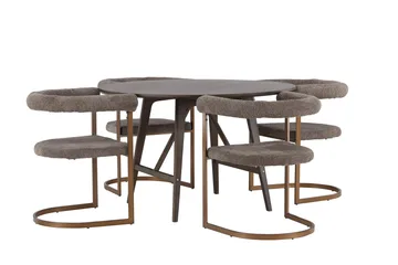 Kaseidon Matgrupp 100 cm Rund med 4 Morning stolar - Brun - Möbler - Matplats - Matgrupp & matbord med stolar