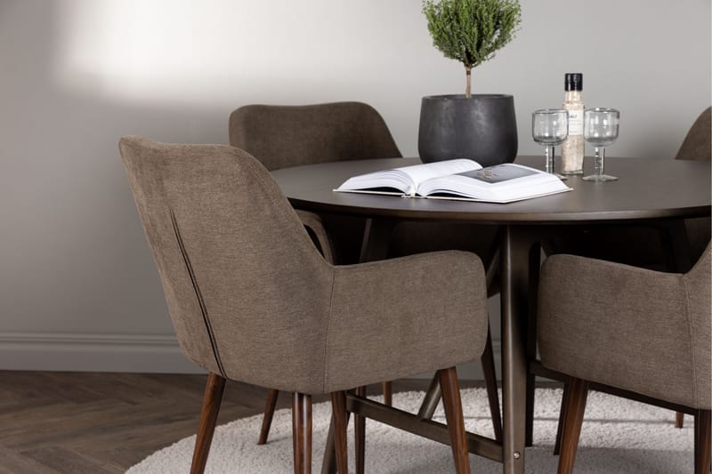 Kaseidon Matgrupp 100 cm Rund med 4 Tomorrow stolar - Brun - Möbler - Matplats - Matgrupp & matbord med stolar