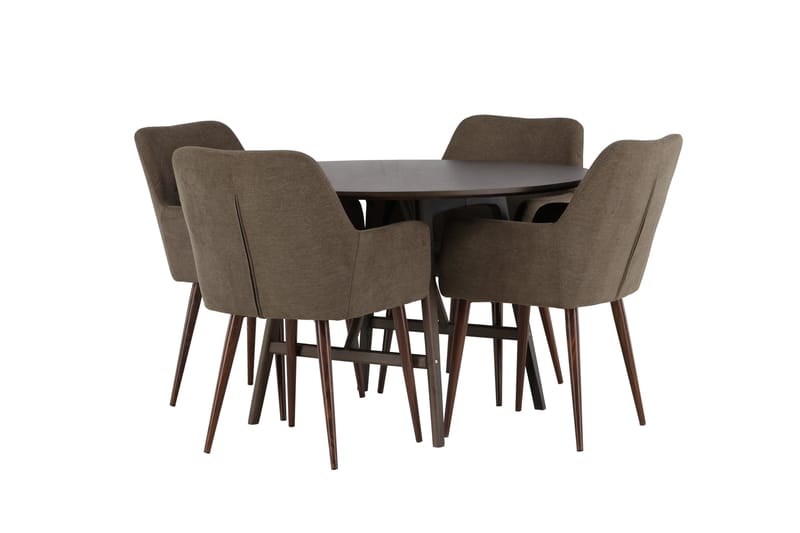 Kaseidon Matgrupp 100 cm Rund med 4 Tomorrow stolar - Brun - Möbler - Matplats - Matgrupp & matbord med stolar