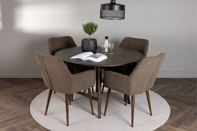 Kaseidon Matgrupp 100 cm Rund med 4 Tomorrow stolar - Brun - Möbler - Matplats - Matgrupp & matbord med stolar