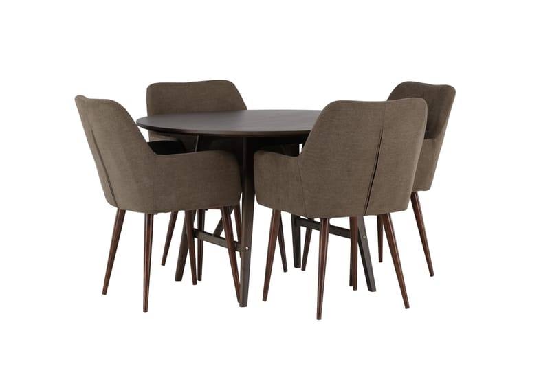 Kaseidon Matgrupp 100 cm Rund med 4 Tomorrow stolar - Brun - Möbler - Matplats - Matgrupp & matbord med stolar