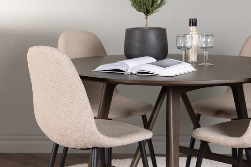 Kaseidon Matgrupp 100 cm Rund med 4 Polar stolar - Beige - Möbler - Matplats - Matgrupp & matbord med stolar