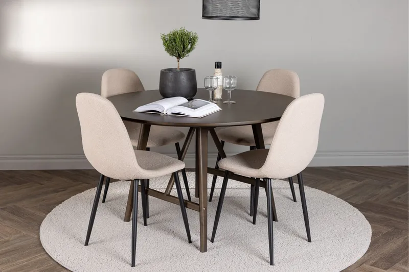 Kaseidon Matgrupp 100 cm Rund med 4 Polar stolar - Beige - Möbler - Matplats - Matgrupp & matbord med stolar