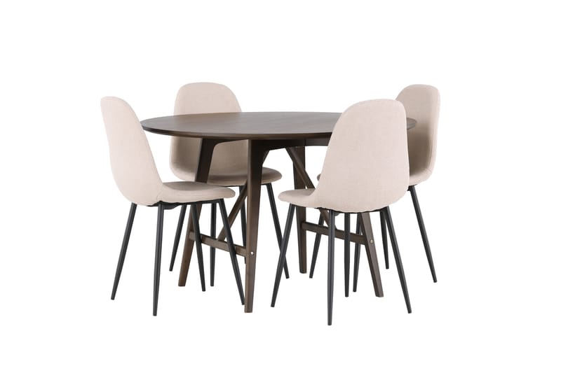 Kaseidon Matgrupp 100 cm Rund med 4 Polar stolar - Beige - Möbler - Matplats - Matgrupp & matbord med stolar