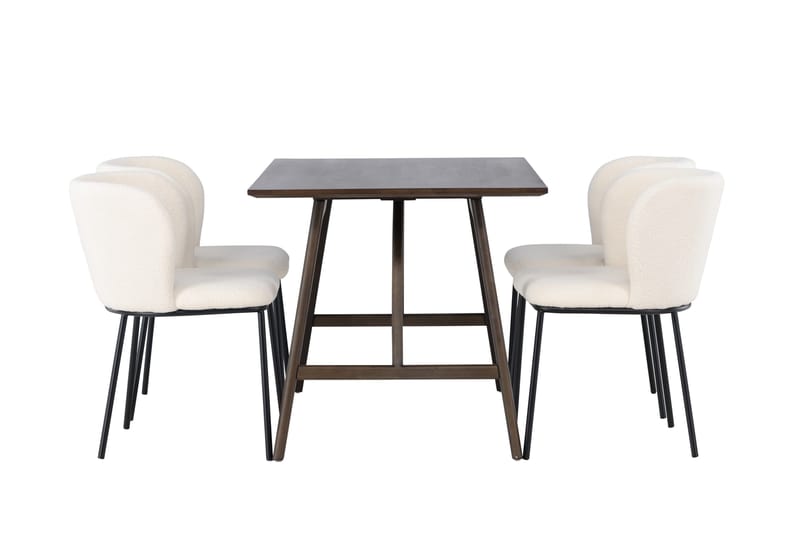 Kaseidon Matgrupp 120 cm Rektangulär med 4 Edina Stolar - Mörkbrun - Möbler - Matplats - Matgrupp & matbord med stolar