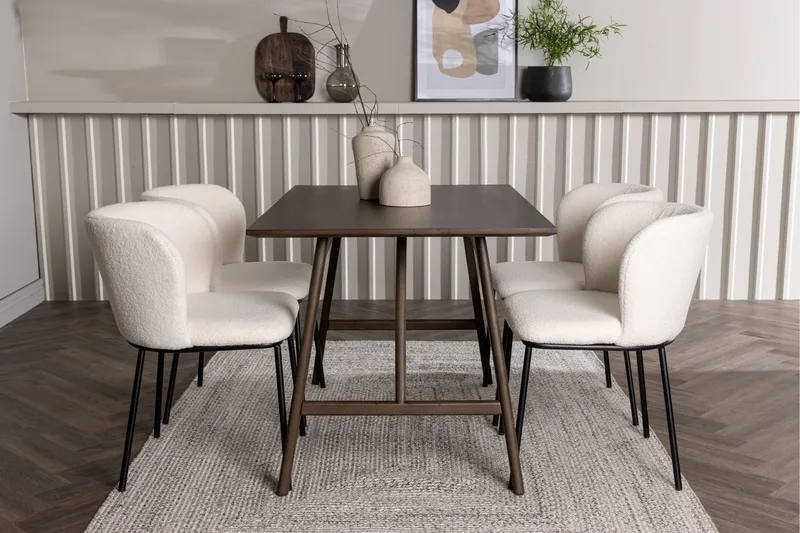 Kaseidon Matgrupp 120 cm Rektangulär med 4 Edina Stolar - Mörkbrun - Möbler - Matplats - Matgrupp & matbord med stolar