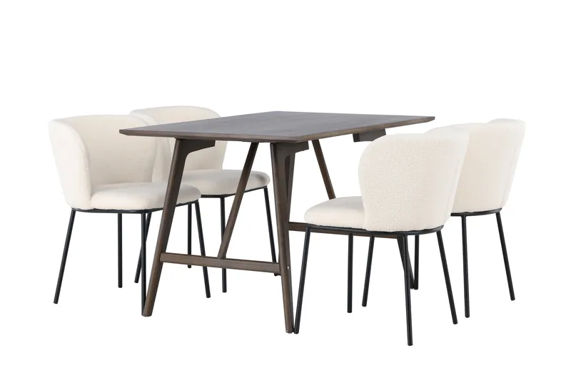Kaseidon Matgrupp 120 cm Rektangulär med 4 Edina Stolar - Mörkbrun - Möbler - Matplats - Matgrupp & matbord med stolar