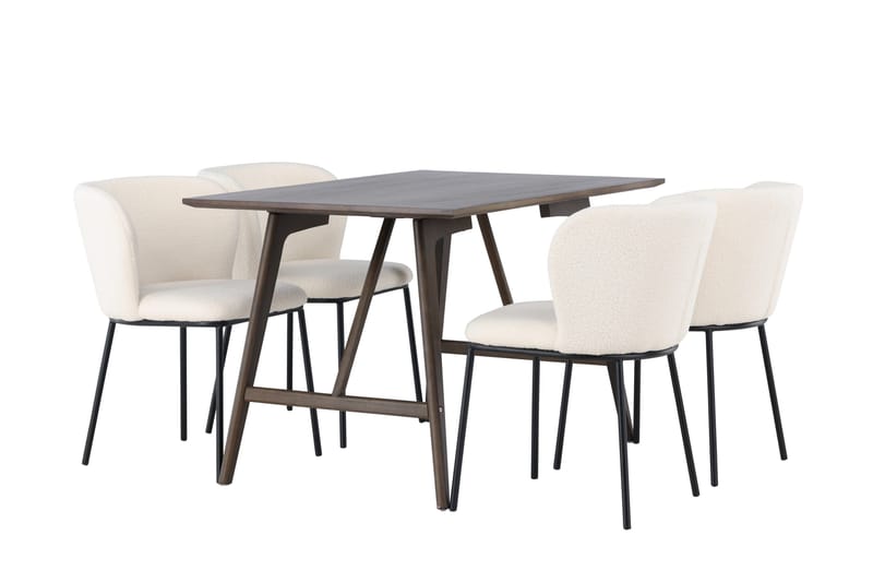 Kaseidon Matgrupp 120 cm Rektangulär med 4 Edina Stolar - Mörkbrun - Möbler - Matplats - Matgrupp & matbord med stolar