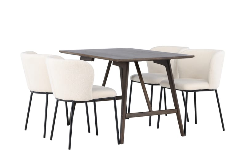 Kaseidon Matgrupp 120 cm Rektangulär med 4 Edina Stolar - Mörkbrun - Möbler - Matplats - Matgrupp & matbord med stolar