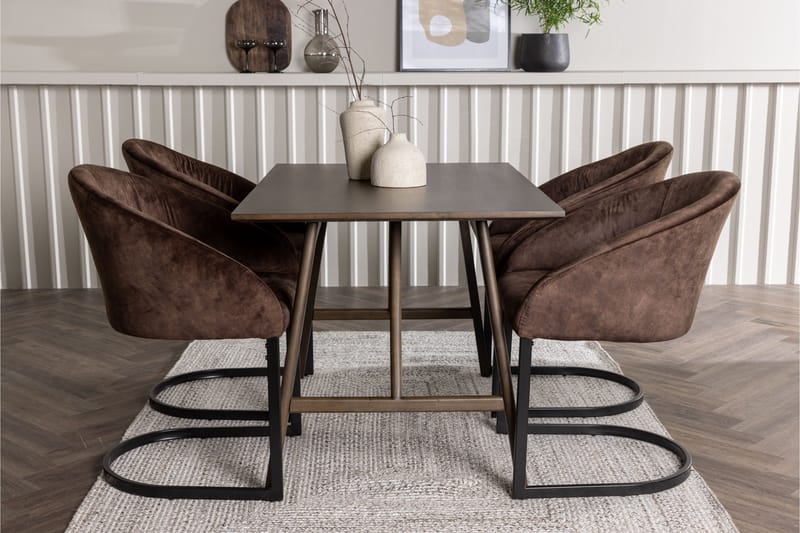 Kaseidon Matgrupp 120 cm Rektangulär med 4 Evening stolar - Möbler - Matplats - Matgrupp & matbord med stolar