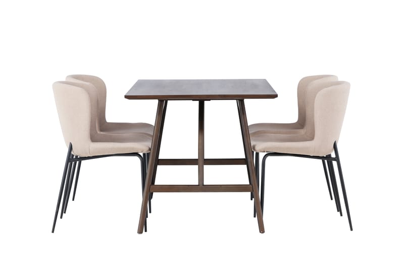 Kaseidon Matgrupp 120 cm Rektangulär med 4 Modesto stolar - Beige - Möbler - Matplats - Matgrupp & matbord med stolar