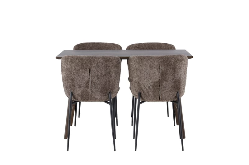 Kaseidon Matgrupp 120 cm Rektangulär med 4 Modesto stolar, Mörkbrun