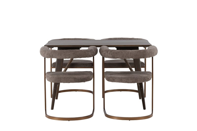 Kaseidon Matgrupp 120 cm Rektangulär med 4 Morning stolar, Brun