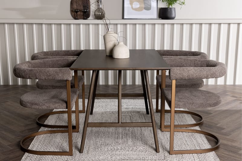 Kaseidon Matgrupp 120 cm Rektangulär med 4 Morning stolar - Brun - Möbler - Matplats - Matgrupp & matbord med stolar