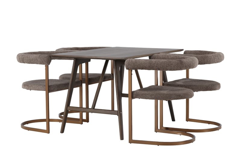 Kaseidon Matgrupp 120 cm Rektangulär med 4 Morning stolar - Brun - Möbler - Matplats - Matgrupp & matbord med stolar
