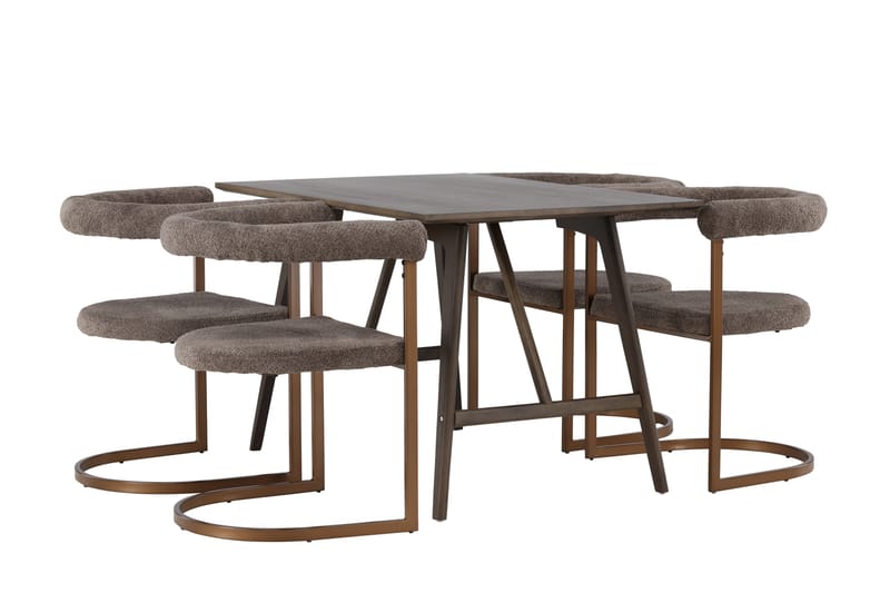 Kaseidon Matgrupp 120 cm Rektangulär med 4 Morning stolar - Brun - Möbler - Matplats - Matgrupp & matbord med stolar