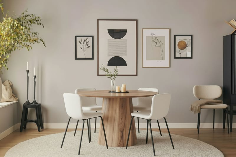 Katy Matstol - Vit Bouclé / Metallben Svart - Möbler - Matplats - Matstol & köksstol