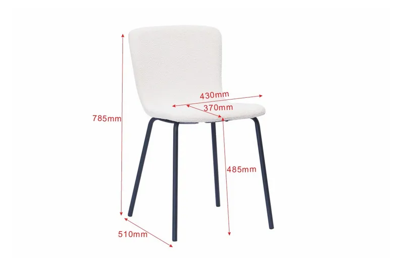 Katy Matstol - Vit Bouclé / Metallben Svart - Möbler - Matplats - Matstol & köksstol