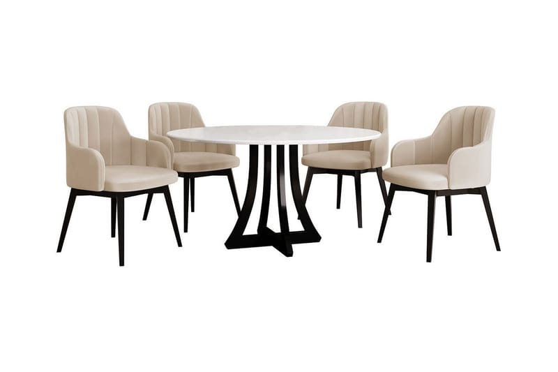 Kendale Matgrupp Beige/Svart/Vit - Matgrupp & matbord med stolar