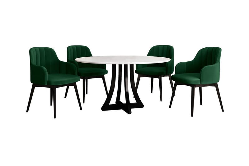 Kendale Matgrupp Svart/Grön - Matgrupp & matbord med stolar