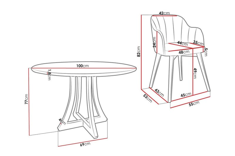 Kendale Matgrupp Svart/Vit - Matgrupp & matbord med stolar