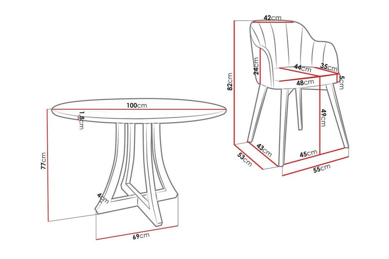 Kendale Matgrupp Svartvit - Matgrupp & matbord med stolar