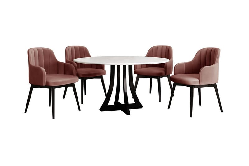 Kendale Matgrupp Vit/Rosa/Svart - Matgrupp & matbord med stolar
