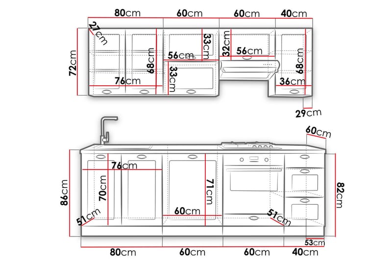 KOLBOTTENVRET Köksset inkl Bänkskiva 240 cm - Vit - Möbelset för kök & matplats