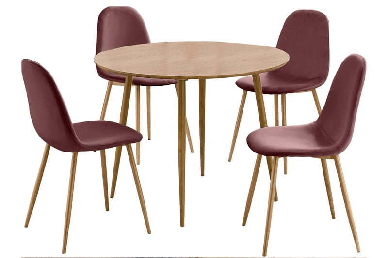 KOOTENAI Matgrupp 100 cm Rosa/Natur - Matgrupp & matbord med stolar