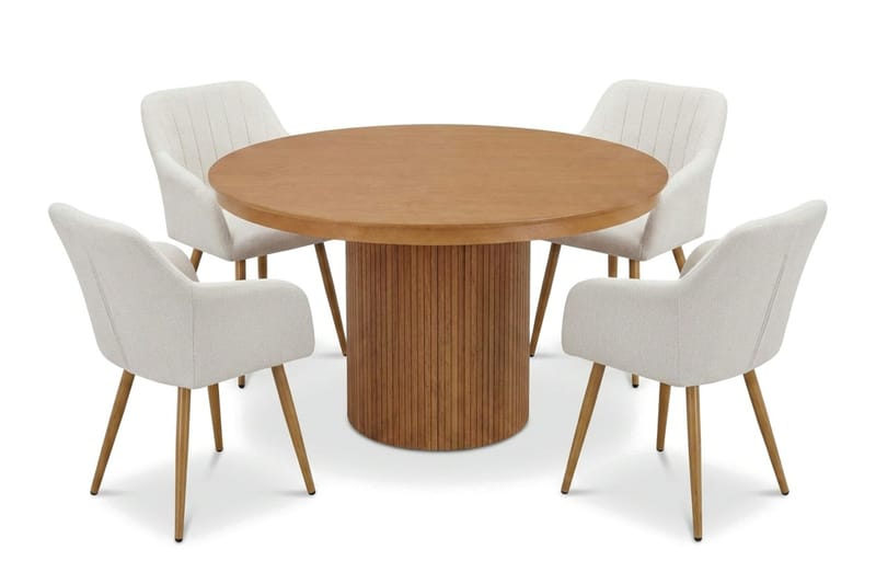 Kopparbo Förlängningsbart runt 120-220 cm Ek med 4 Filippa Matstolar - Ek - Möbler - Matplats - Matgrupp & matbord med stolar