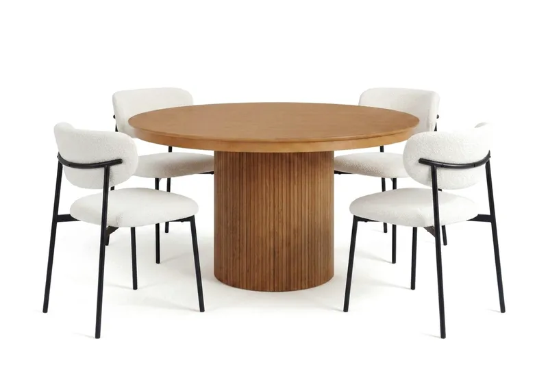 Kopparbo Förlängningsbart runt 120-220 cm Ek med 4 Lucy Matstolar - Ek - Möbler - Matplats - Matgrupp & matbord med stolar