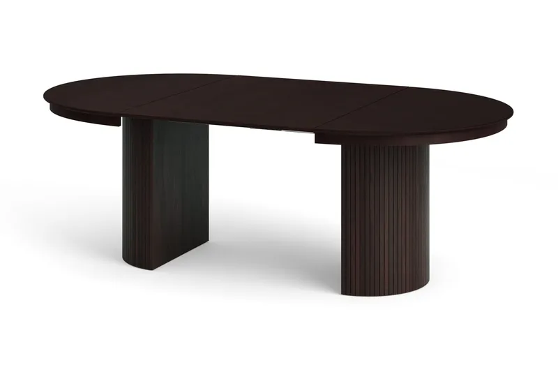 Kopparbo Förlängningsbart runt 120-220 cm Rökt Ek med 4 Lucy Matstolar - Rökt Ek/Vit - Möbler - Matplats - Matgrupp & matbord med stolar