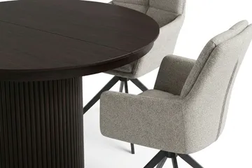 Kopparbo Förlängningsbart runt 120-220 cm Rökt Ek med 4 Torsby Matstolar - Rökt ek - Möbler - Matplats - Matgrupp & matbord med stolar