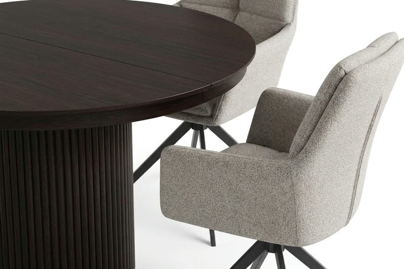 Kopparbo Förlängningsbart runt 120-220 cm Rökt Ek med 4 Torsby Matstolar - Rökt ek - Möbler - Matplats - Matgrupp & matbord med stolar