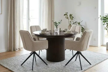 Kopparbo Förlängningsbart runt 120-220 cm Rökt Ek med 4 Torsby Matstolar - Rökt ek - Möbler - Matplats - Matgrupp & matbord med stolar