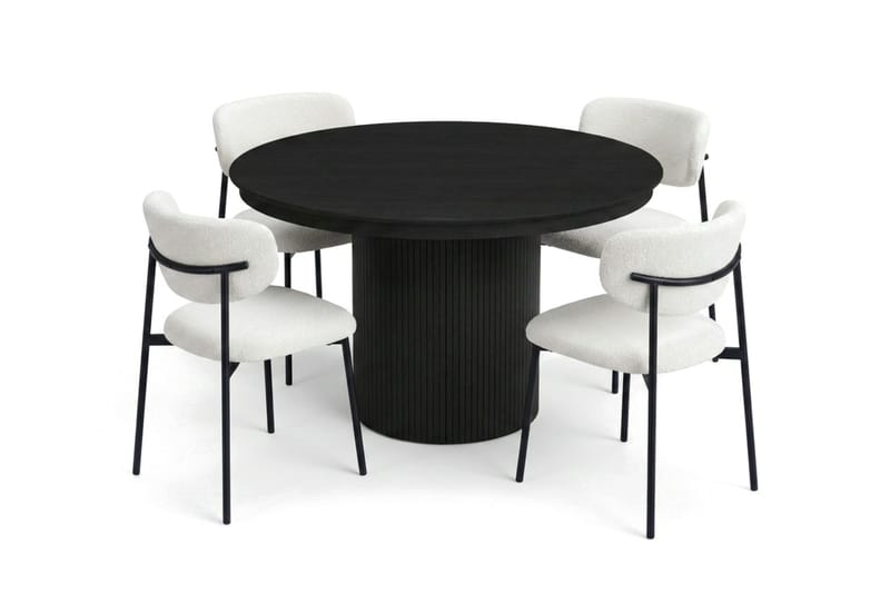 Kopparbo Förlängningsbart runt 120-220 cm Svart med 4 Lucy Matstolar - Svart - Möbler - Matplats - Matgrupp & matbord med stolar