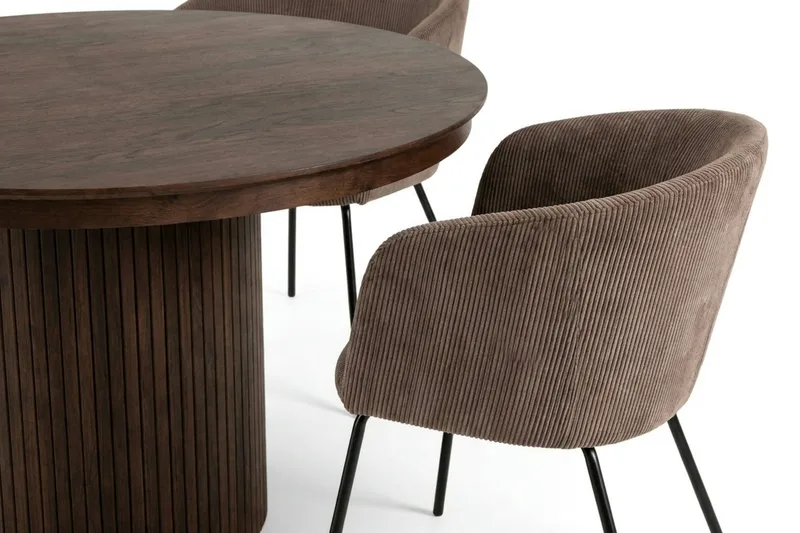 Kopparbo Förlängningsbart runt 120-220 cm Valnöt med 4 Berit Matstolar - Valnöt - Möbler - Matplats - Matgrupp & matbord med stolar